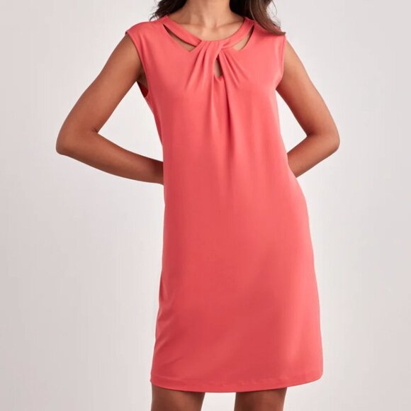 Ellen Tracy Sleeveless Cut Out Knot Neck Mini Dress - Coral Pink - size XSmall - Picture 11 of 11